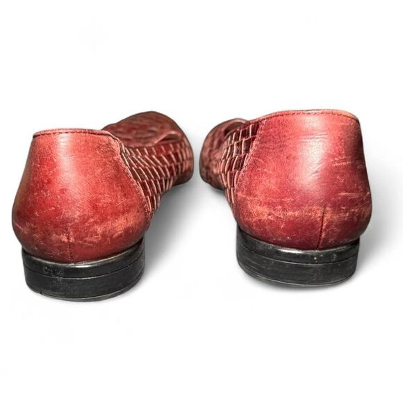 Trotters Women’s Size 8 Loafers Burgundy Woven Leather Slip-On Comfort Flats - Picture 6 of 8